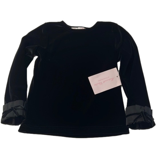 NWT: Black Velvet Top with Bows on Sleeves & Size 4 & 5 years - Picture 1 of 9